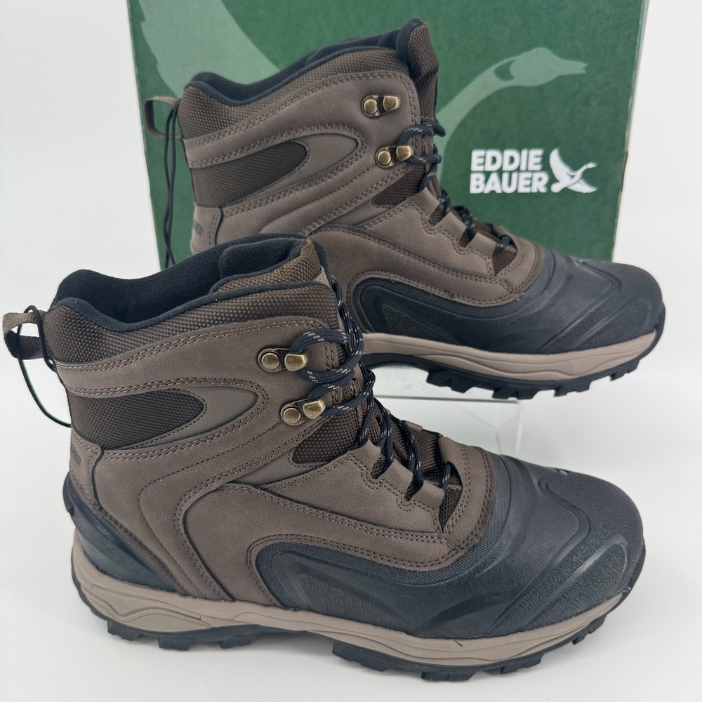 NEW Eddie Bauer Riley Winter Boots MENS Brown Lace Up Insulated Ankle SIZE 9